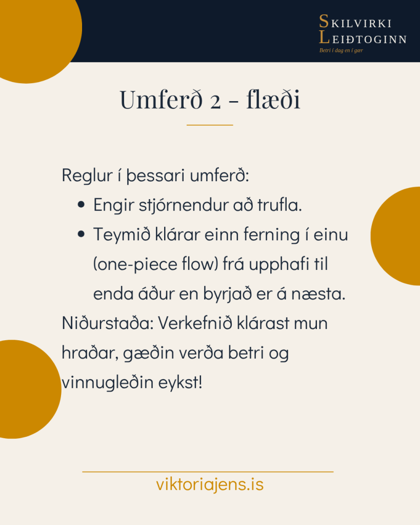 Text explaining rules for a process flow in Icelandic, featuring key points and a website source.